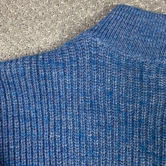 Vintage LL Bean High Trek Yarn Sweater Mens Large Blue Commando Henley Fisherman - Picture 4 of 11